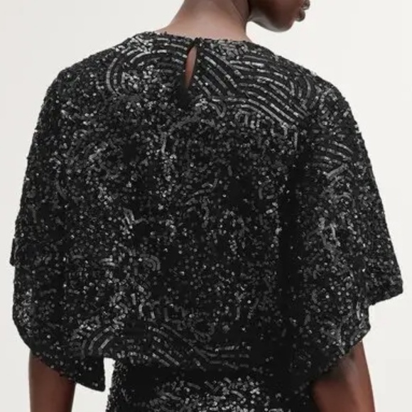 AllSaints Ivy Bead & Sequin Top. Black. Size 4. NWT - Picture 3 of 6